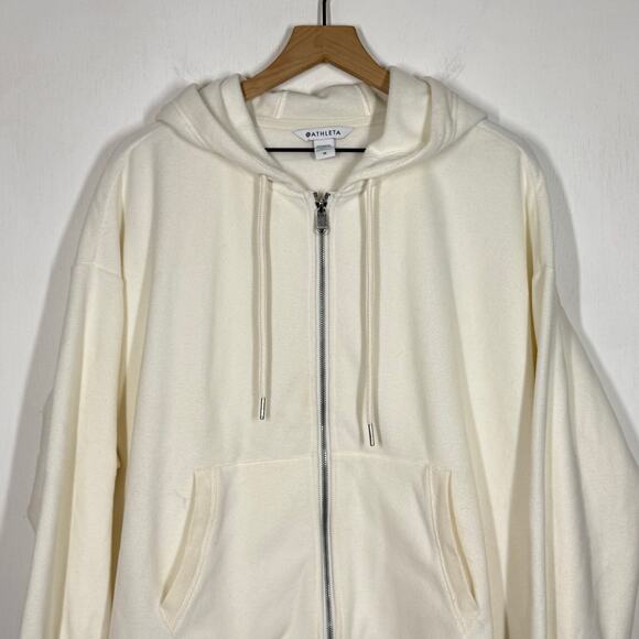 Athleta Balance Microfleece Sweatshirt Size 1X Ivory Full Zip Activewear Hoodie - Picture 4 of 10